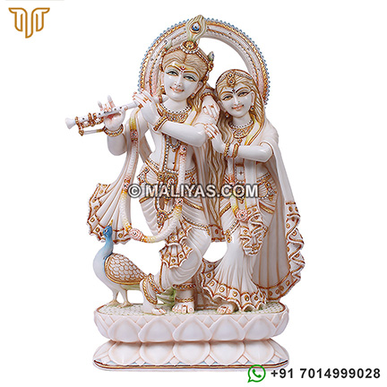 Premium quality marble Radha Krishna statue